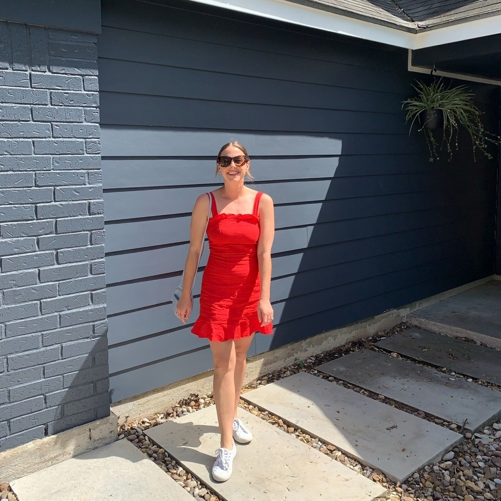 & Other Stories Red linen dress Size 6